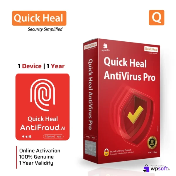 Quick Heal Antivirus AntiFraud.AI | 1 User 1 Year Protection